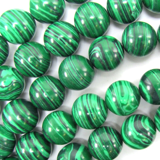 Synthetic Green Malachite Round Beads 15.5" Strand 10mm 12mm