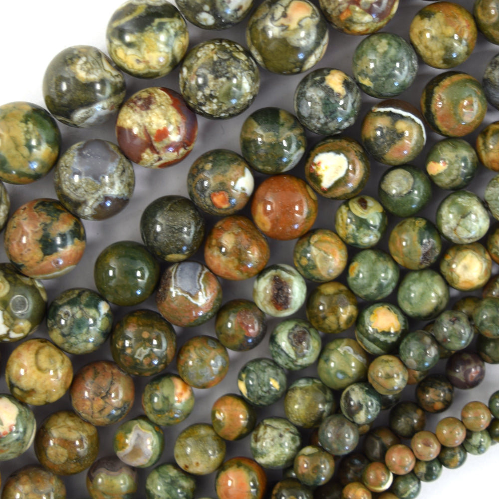 Natural Rainforest Green Rhyolite Jasper Round Beads 15" 6mm 8mm 10mm 12mm