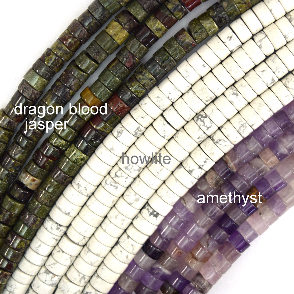 3-4x6mm Natural Various Gemstones Heishi Disc Beads 15" Strand 6mm - Eagle Beadz