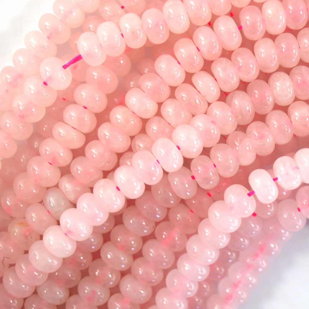 Natural Pink Rose Quartz Rondelle Button Beads 15