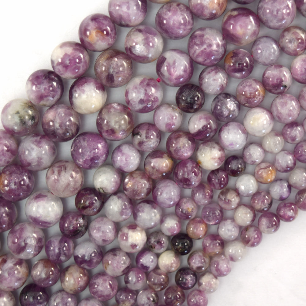 Natural Light Purple Mica Round Beads Gemstone 15.5" Strand 6mm 8mm 10mm S2