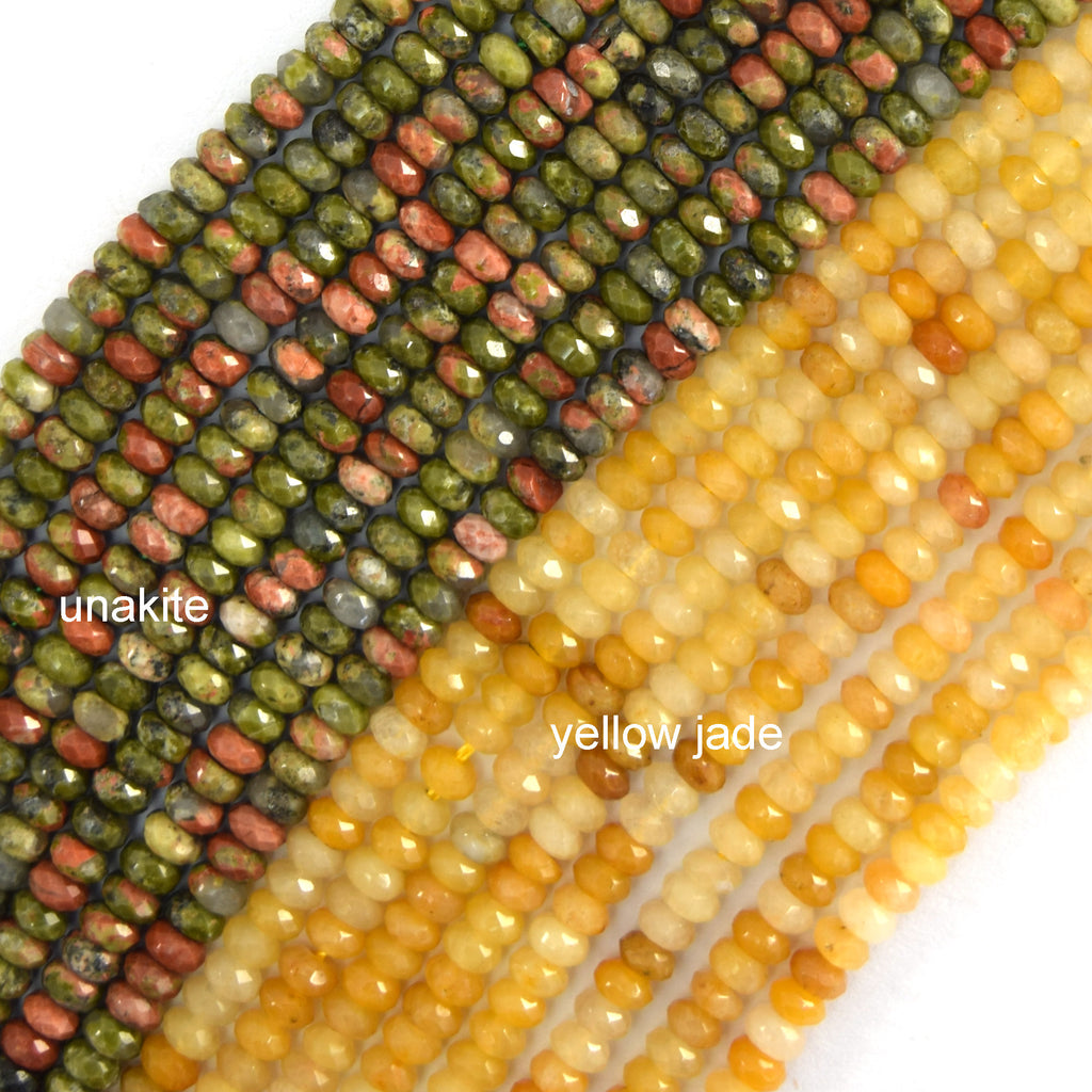 2x4mm Natural Faceted Various Gemstone Rondelle Button Spacer Beads 15" Strand