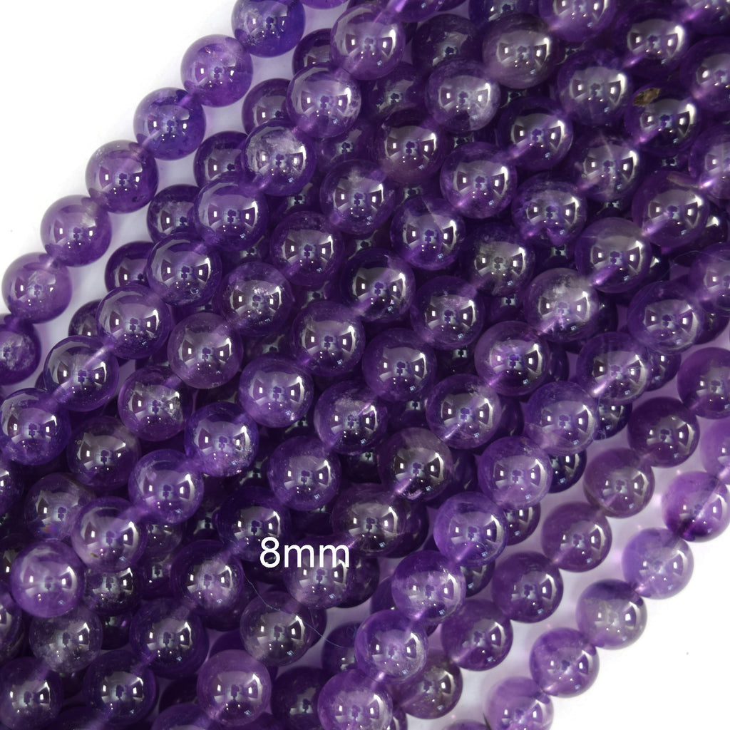 Natural Purple Amethyst Round Beads Gemstone 15" Strand 4mm 6mm 8mm 10mm S1