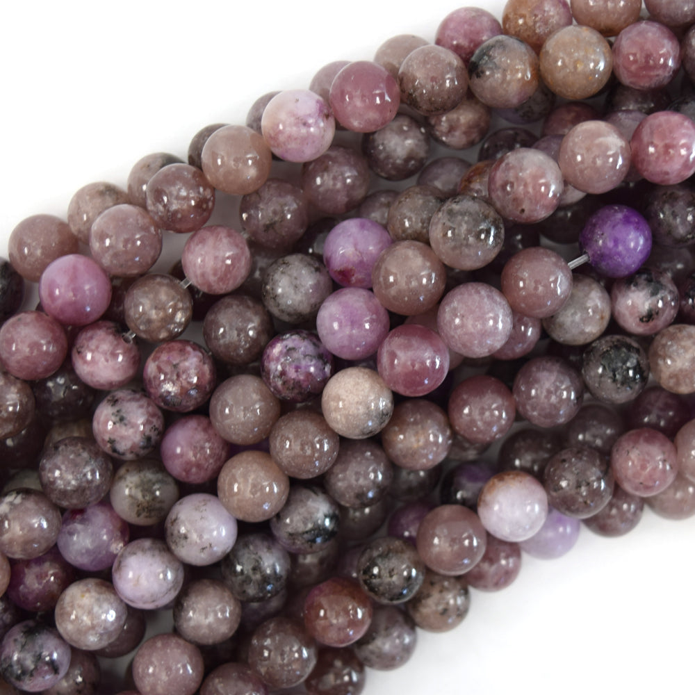 Natural Light Purple Lepidolite Round Beads 15.5" Strand 6mm 8mm S2