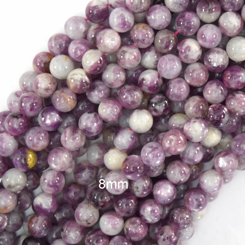 Natural Light Purple Mica Round Beads Gemstone 15.5" Strand 6mm 8mm 10mm S2