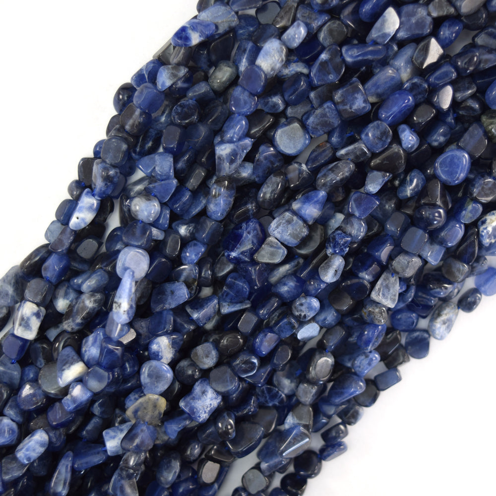 Natural Blue Sodalite Pebble Nugget Beads Gemstone 15.5