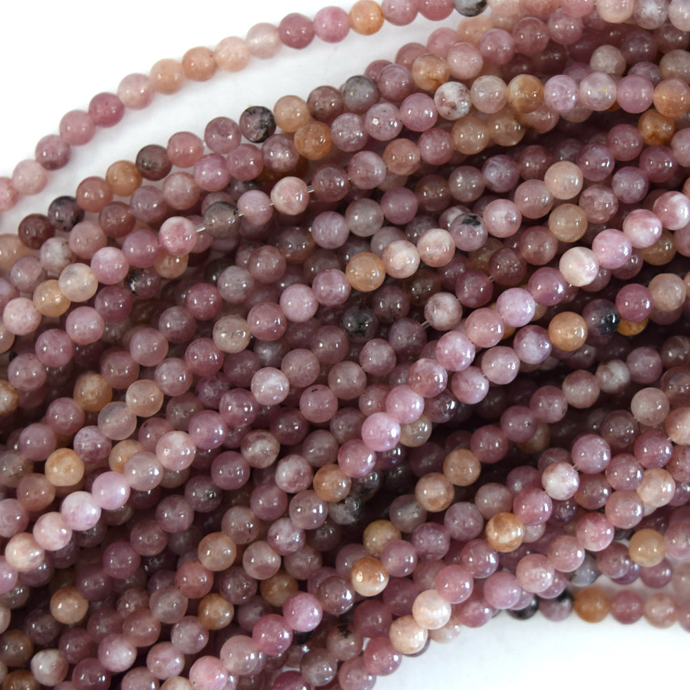 Natural Light Purple Lepidolite Round Beads 15.5" Strand 6mm 8mm S2