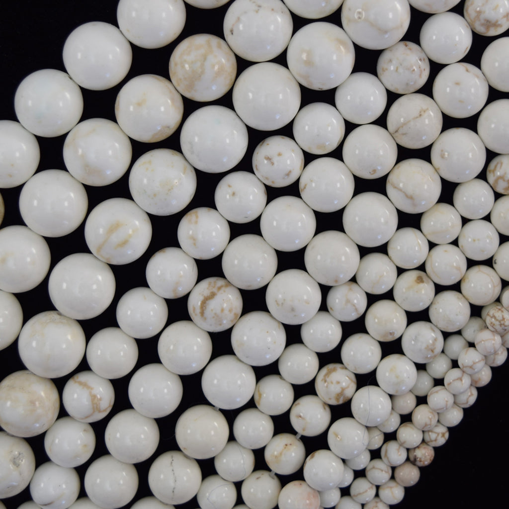White Turquoise Round Beads Gemstone 15" Strand 4mm 6mm 8mm 10mm