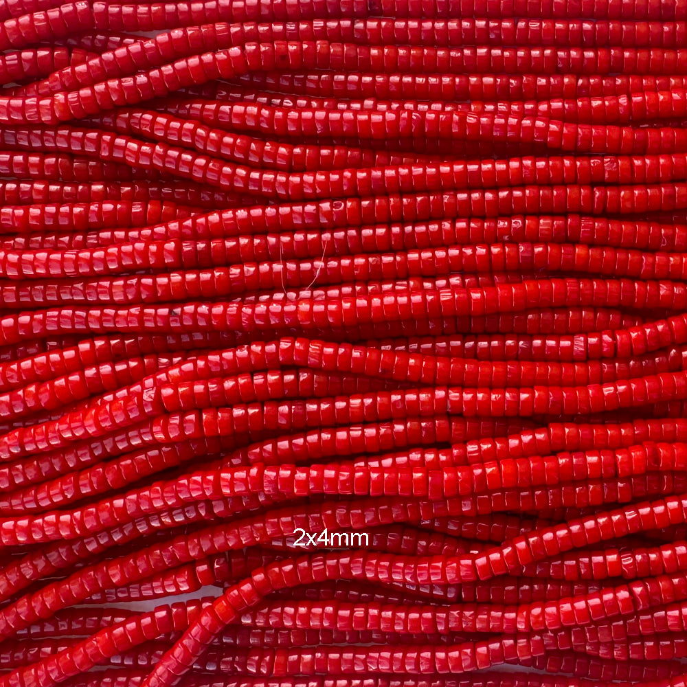 Red Coral Heishi Disc Beads Gemstone 16