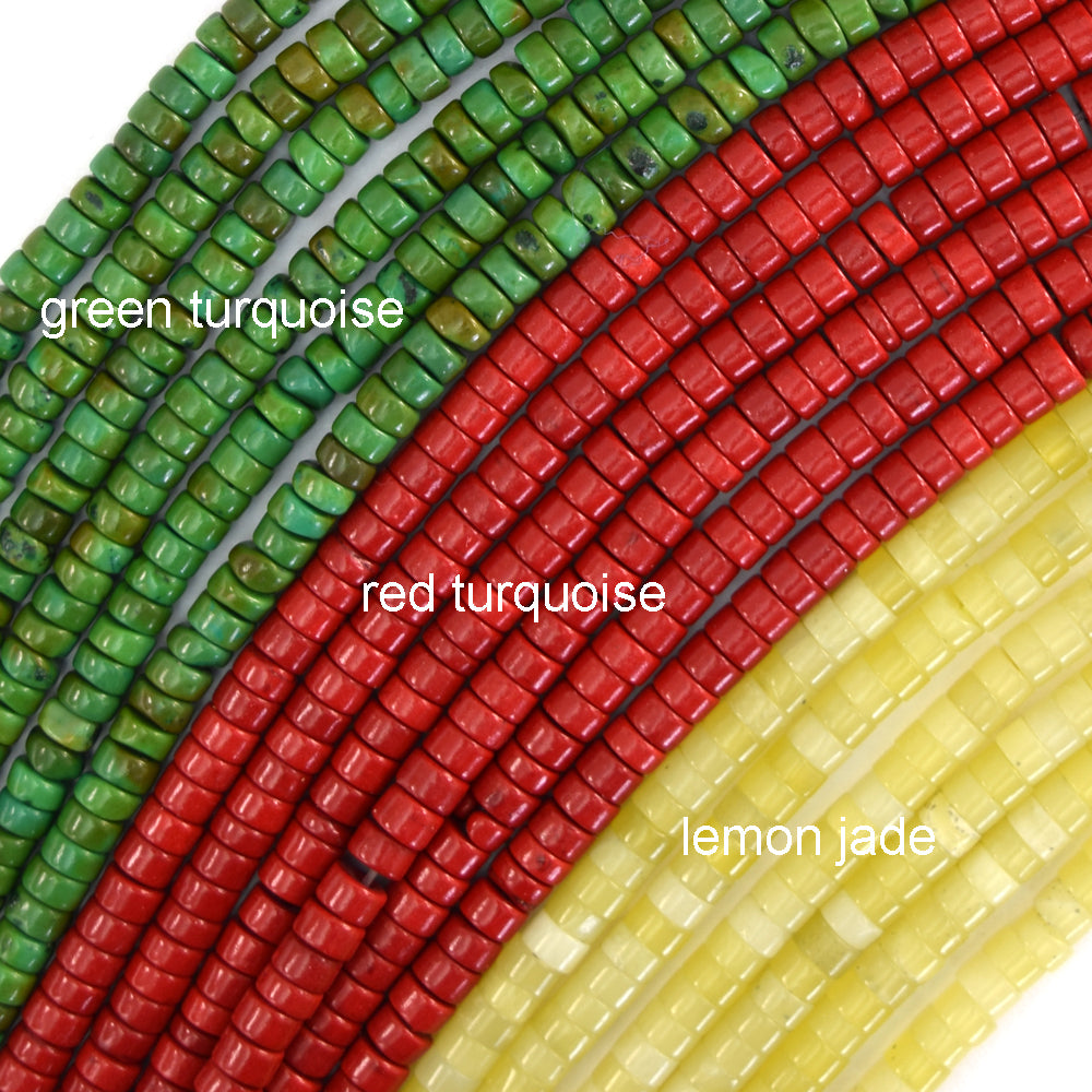 2x4mm Natural Various Gemstones Heishi Disc Beads 15