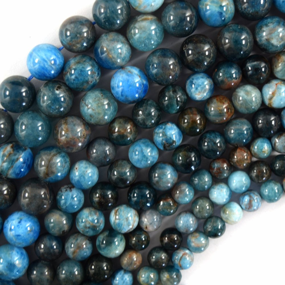 Natural Blue Apatite Round Beads Gemstone 15.5" Strand 4mm 6mm 8mm 10mm S1