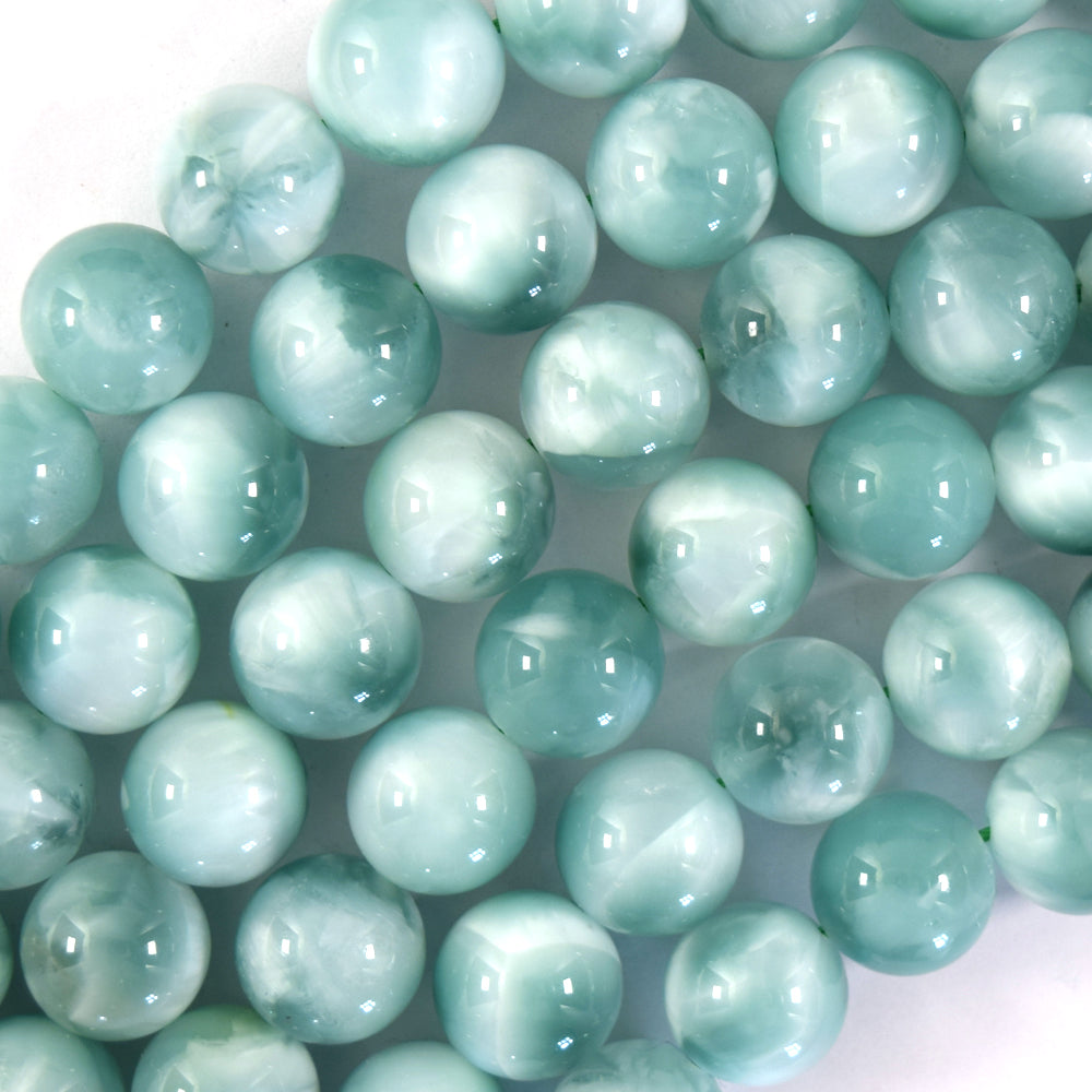 AA Natural Green Moonstone Round Beads 15.5