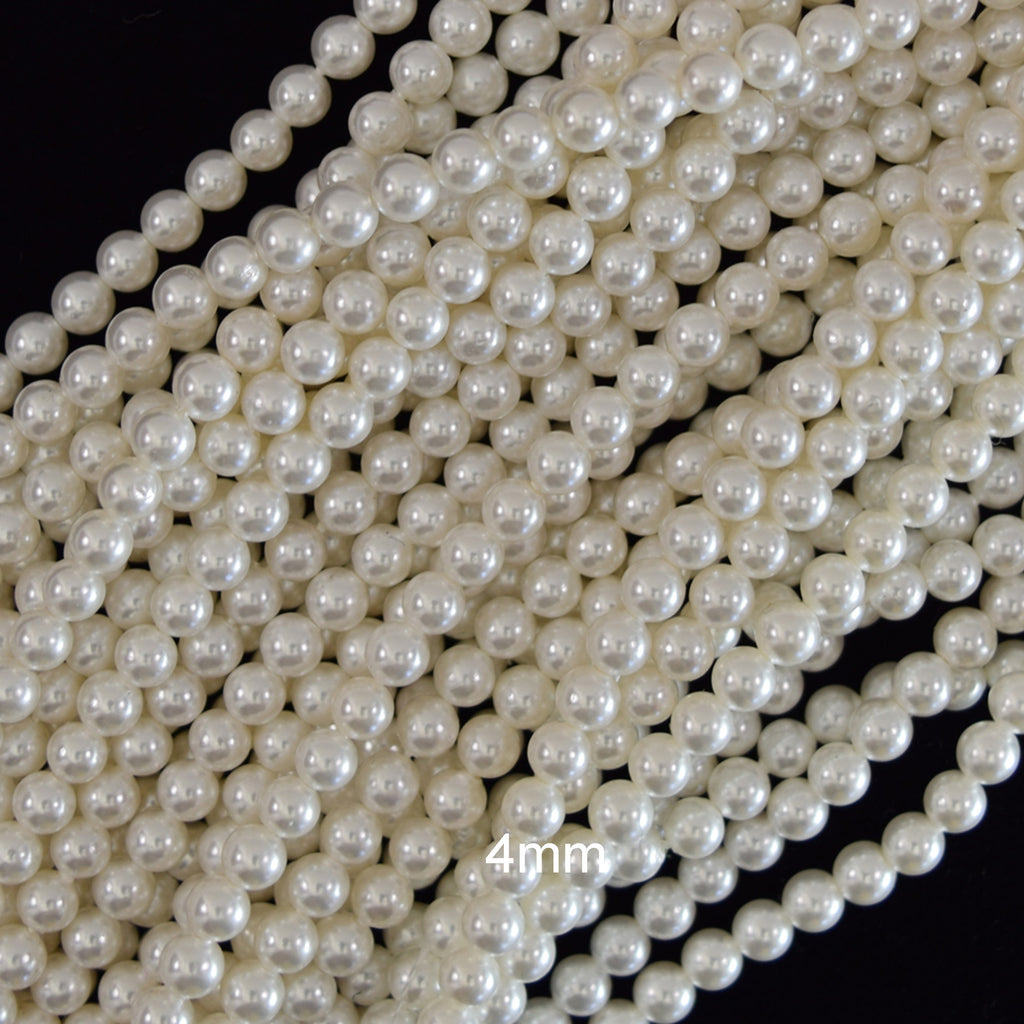 White Shell Pearl Round Beads 15" Strand 3mm 4mm 6mm 8mm 10mm 12mm 14mm