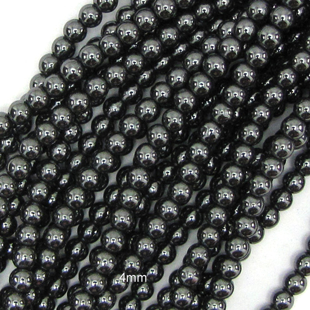 Natural Black Hematite Round Beads 15" Strand 2mm 3mm 4mm 6mm 8mm 10mm 12mm