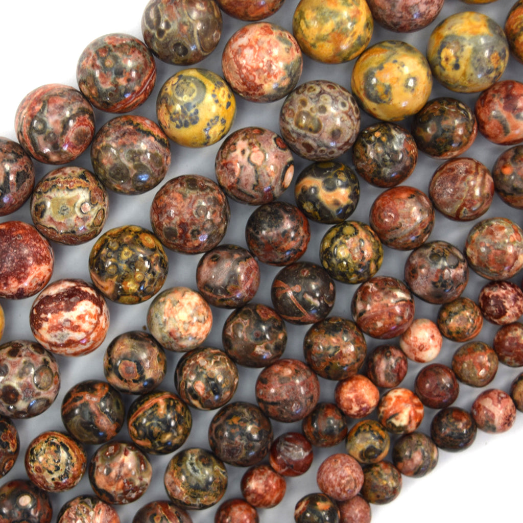 Natural Red Leopard Skin Jasper Round Beads 15" Strand Map 6mm 8mm 10mm