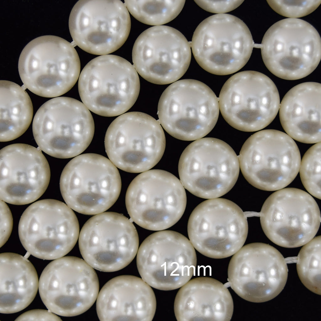 White Shell Pearl Round Beads 15" Strand 3mm 4mm 6mm 8mm 10mm 12mm 14mm