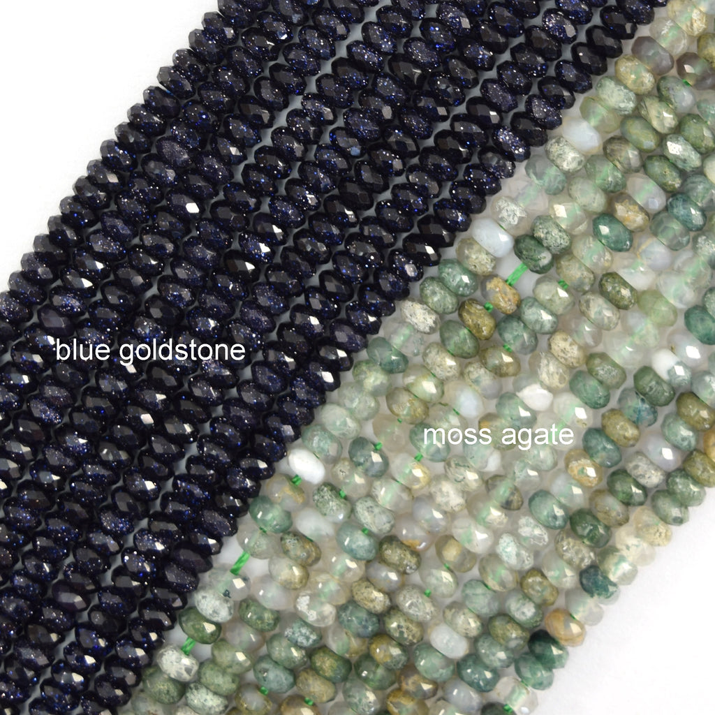 2x4mm Natural Faceted Various Gemstone Rondelle Button Spacer Beads 15" Strand