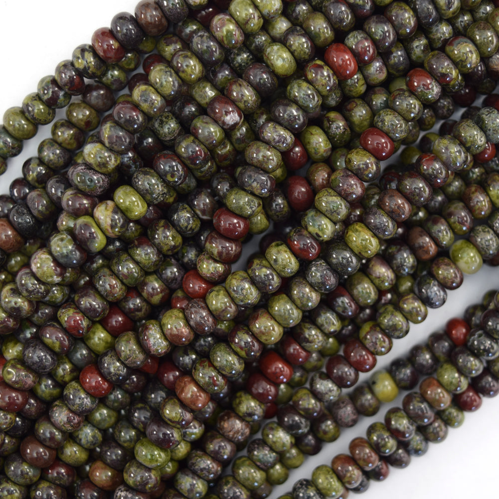 Natural Dragon Blood Jasper Rondelle Button Beads Gemstone 15