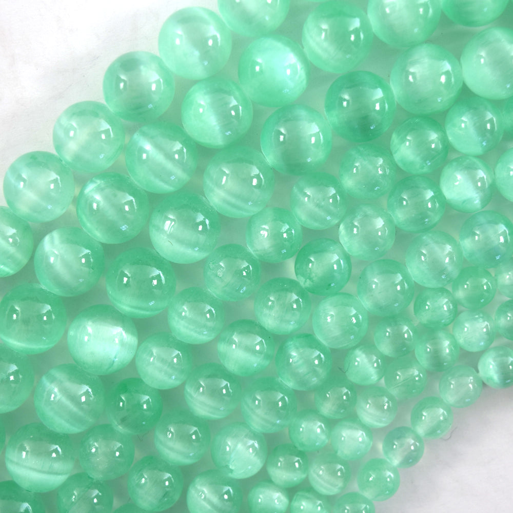 Genuine Green Selenite Round Beads Gemstone 15.5" Strand 6mm 8mm 10mm