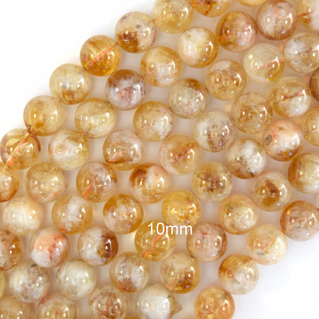 A grade Natural Yellow Citrine Round Beads 15" Strand 4mm 6mm 8mm 10mm 12mm S1