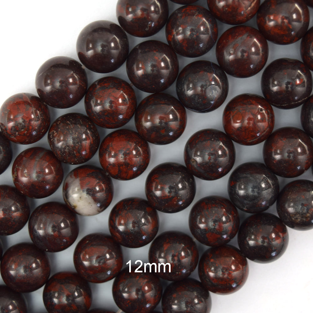 Natural Dark Poppy Jasper Round Beads Gemstone 15" Strand 4mm 6mm 8mm 10mm 12mm