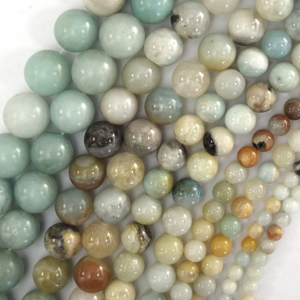 Natural Multicolor Amazonite Round Beads 15" Strand 4mm 6mm 8mm 10mm 12mm