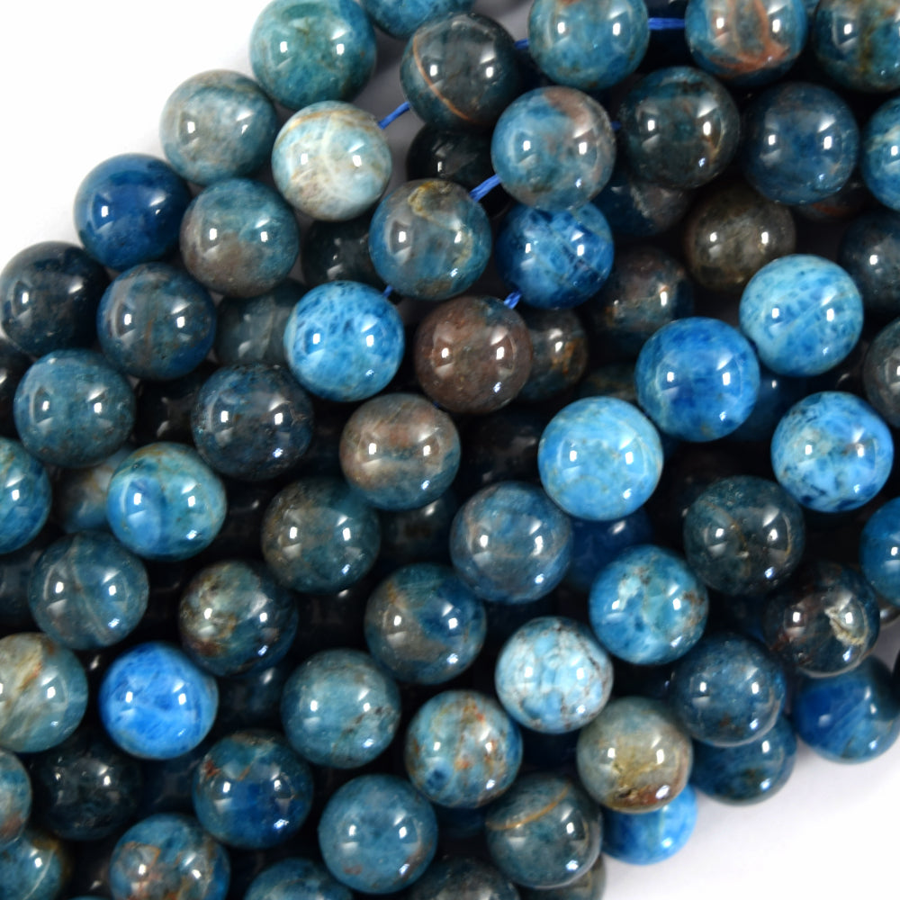 Natural Blue Apatite Round Beads Gemstone 15.5" Strand 4mm 6mm 8mm 10mm S1