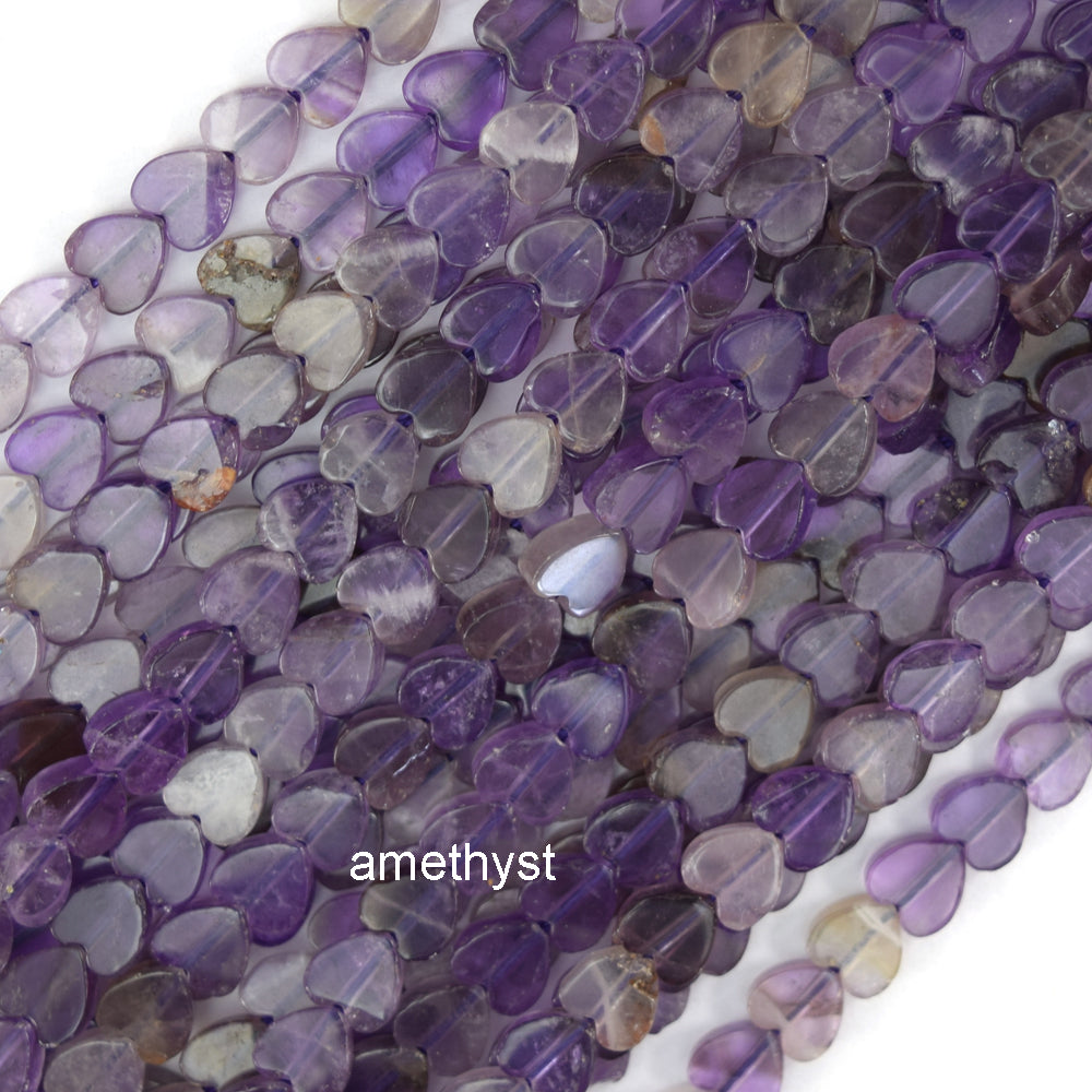 6mm Natural Various Gemstones Heart Beads 15" Strand Amethyst Amazonite Sodalite