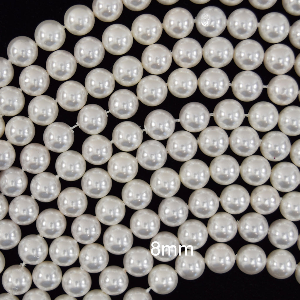 White Shell Pearl Round Beads 15" Strand 3mm 4mm 6mm 8mm 10mm 12mm 14mm