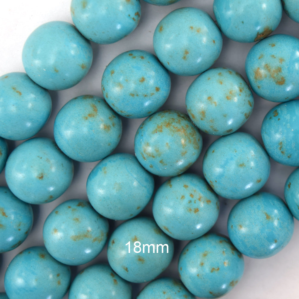 18mm blue turquoise round gemstone beads 15