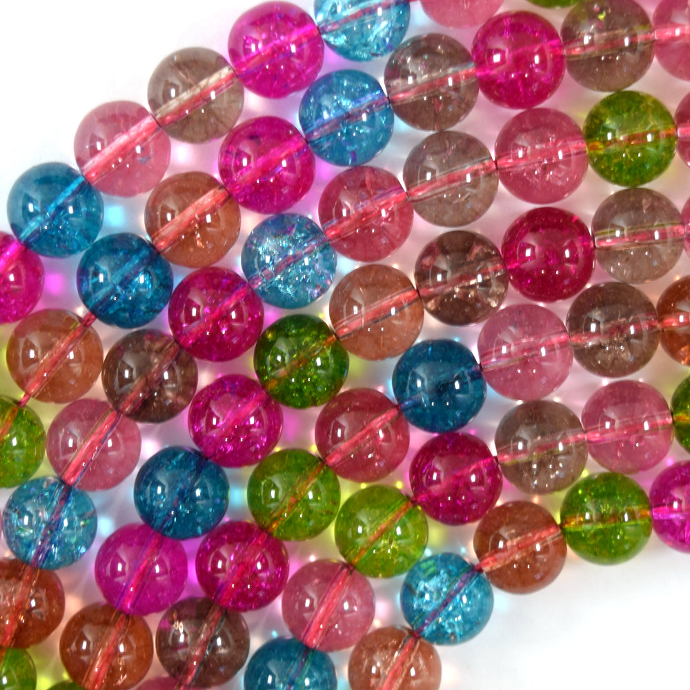 Watermelon Tourmaline Colored Quartz Round Beads 15" 4mm 6mm 8mm 10mm 12mm