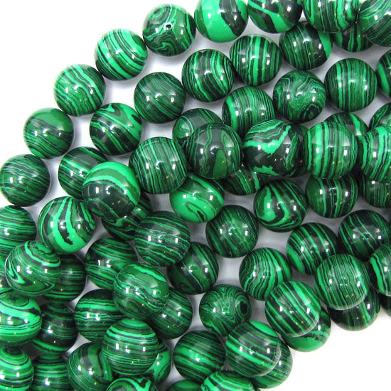 Synthetic Green Malachite Round Beads 15.5