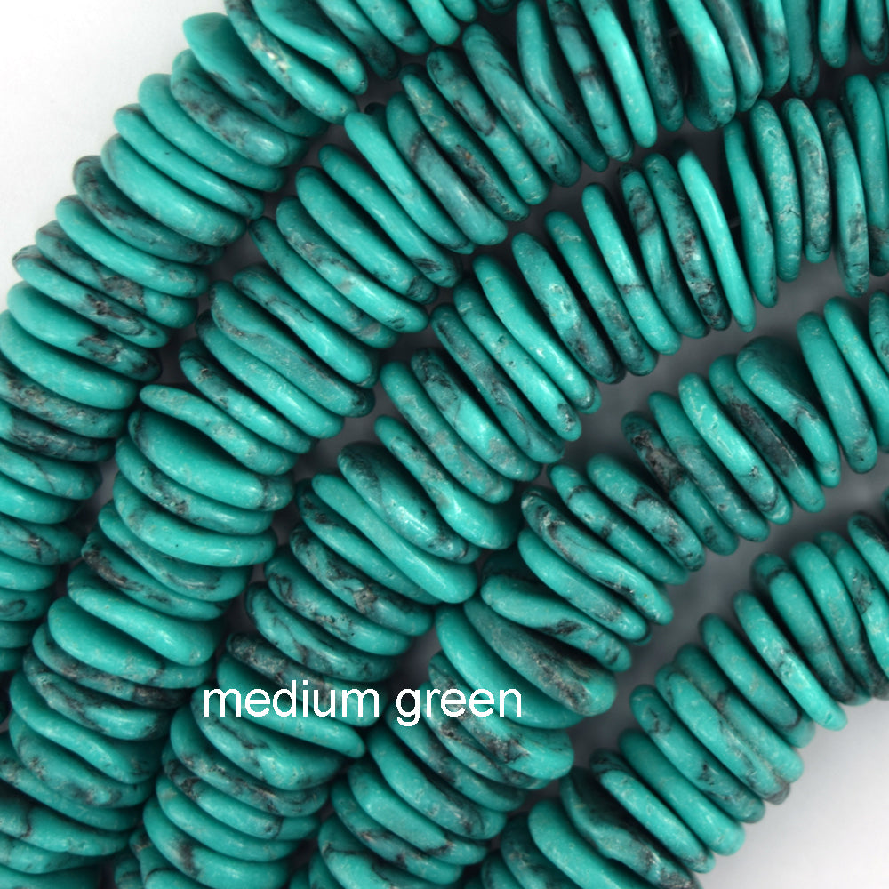 10mm - 18mm Graduated Turquoise Disc Button Beads 16" Blue Brown Green Red