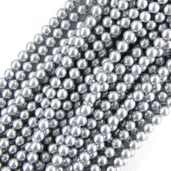 Silver Shell Pearl Round Beads Gemstone 15.5" Strand 4mm 6mm 8mm 12mm S1