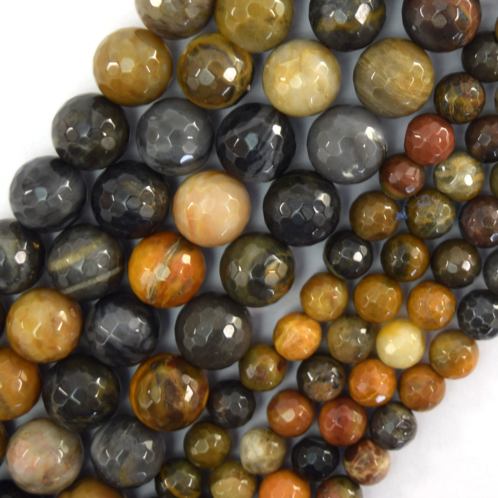 Natural Faceted Multicolor Agate Round Beads 15" Strand 8mm 12mm S2