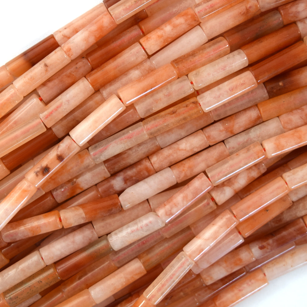 4mm x 13mm Natural Assorted Gemstones Tube Cylinder Beads 15" Strand
