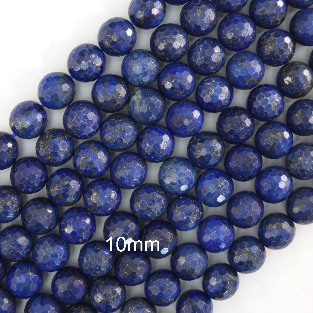 Faceted Blue Lapis Lazuli Round Beads 15" Strand 2mm 3mm 4mm 6mm 8mm 10mm