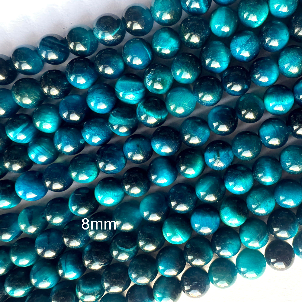 AA Lake Blue Tiger Eye Round Beads 15.5" Strand 4mm 6mm 8mm 10mm 12mm