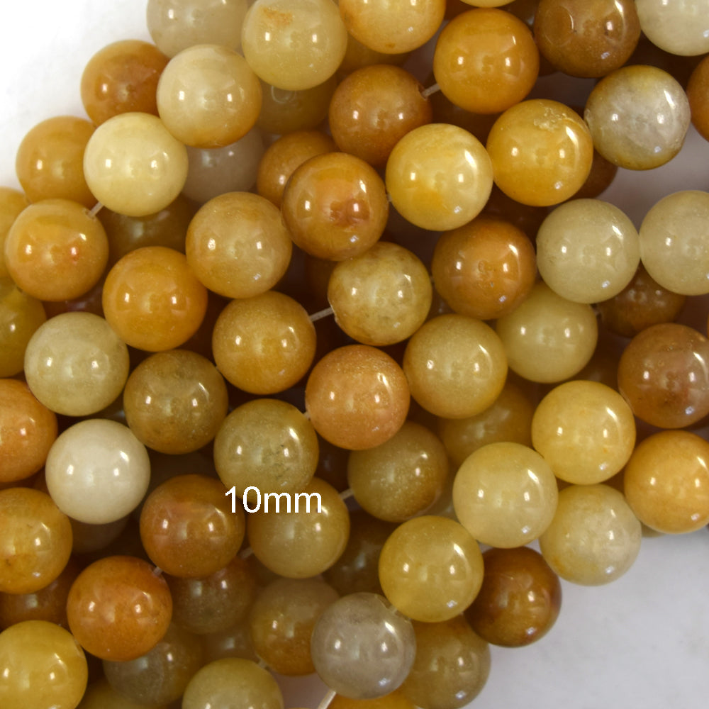 Natural Yellow Jade Round Beads Gemstone 15" Strand 4mm 6mm 8mm 10mm 12mm