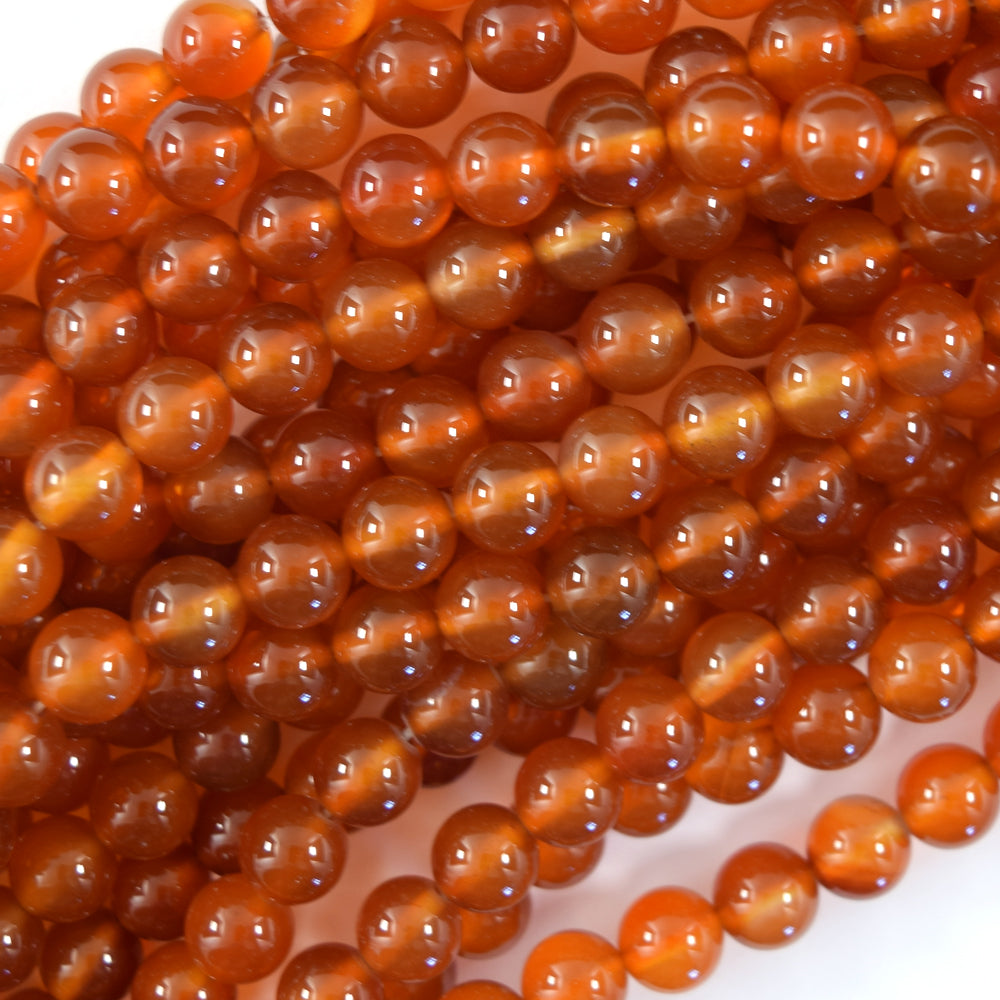 AA Orange Red Carnelian Round Beads Gemstone 15