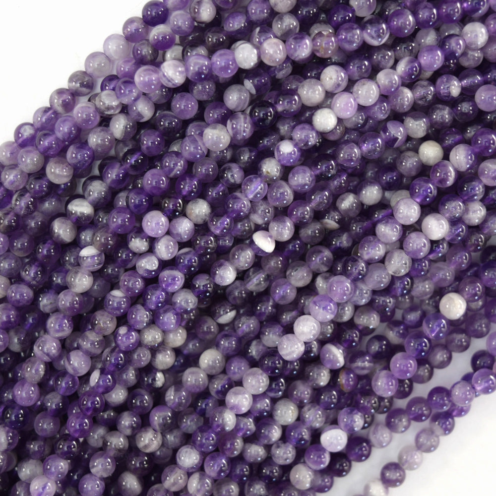 Natural Purple Amethyst Round Beads Gemstone 15" Strand 4mm 6mm 8mm 10mm S2