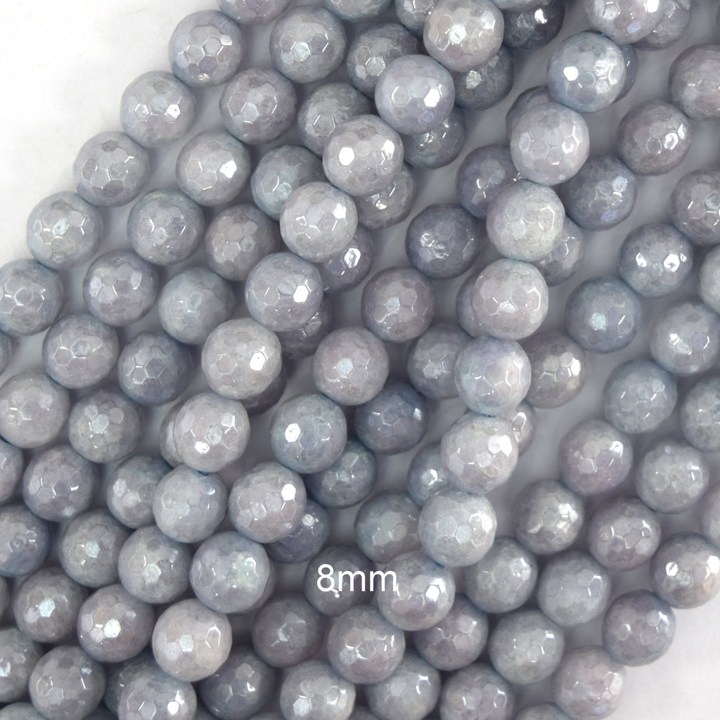 Mystic Titanium Faceted Blue Aquamarine Quartz Round Beads15" 6mm 8mm 10mm 12mm