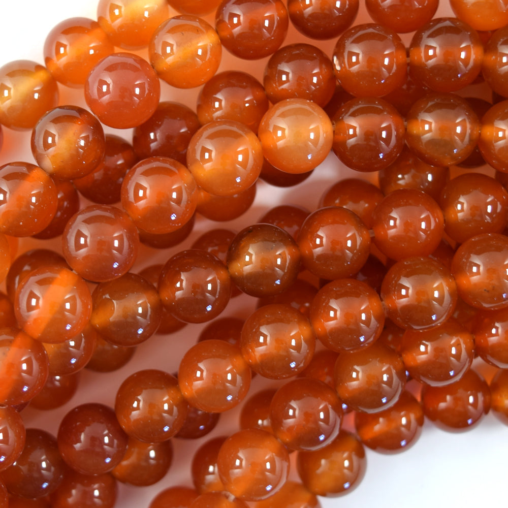 AA Orange Red Carnelian Round Beads Gemstone 15" Strand 8mm 10mm