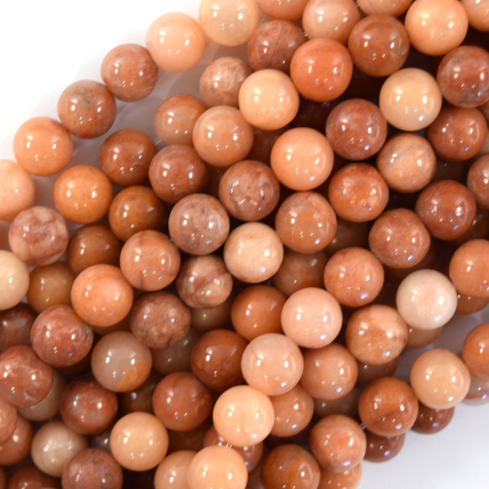 Natural Orange Aventurine Round Beads Gemstone 15" Strand 6mm 8mm 10mm