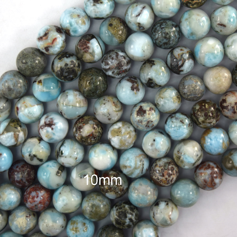 Natural Genuine Brown Blue Larimar Round Beads 15.5" Strand 6mm 8mm 10mm
