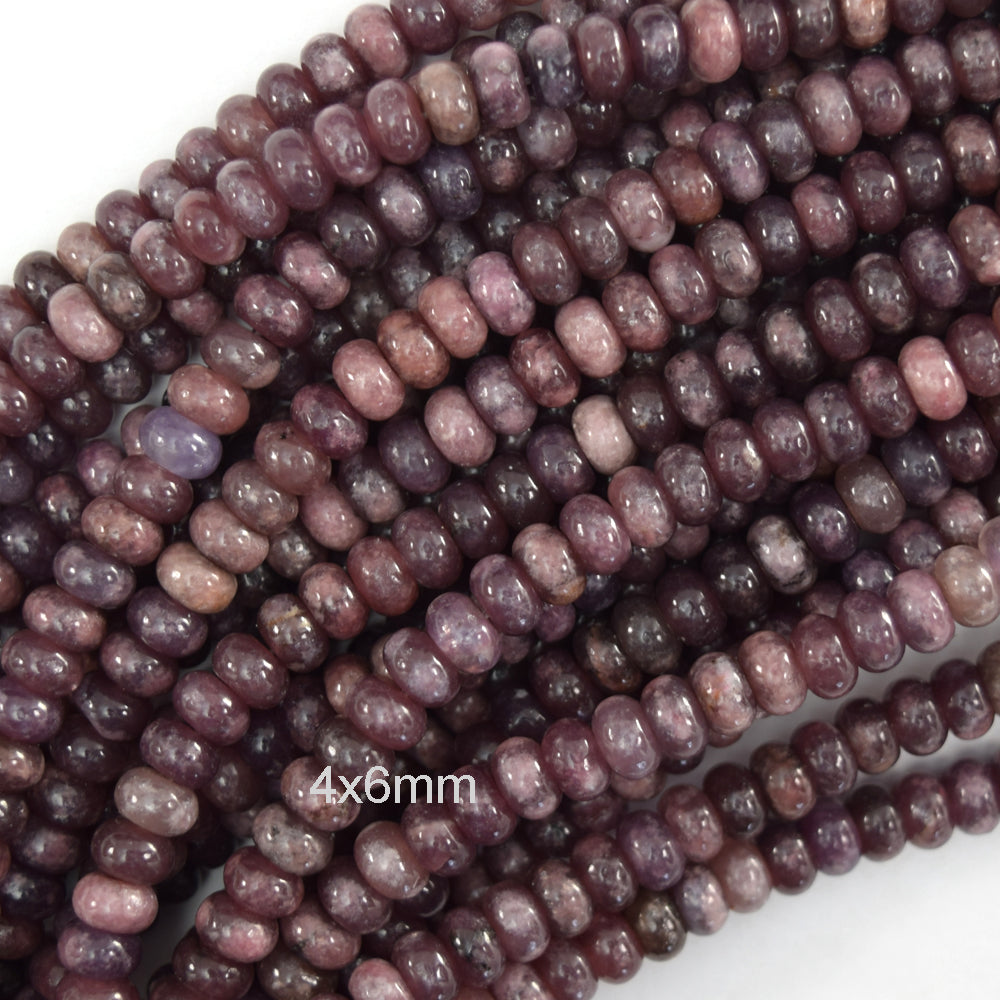Natural Purple Lepidolite Rondelle Beads Gemstone 15.5