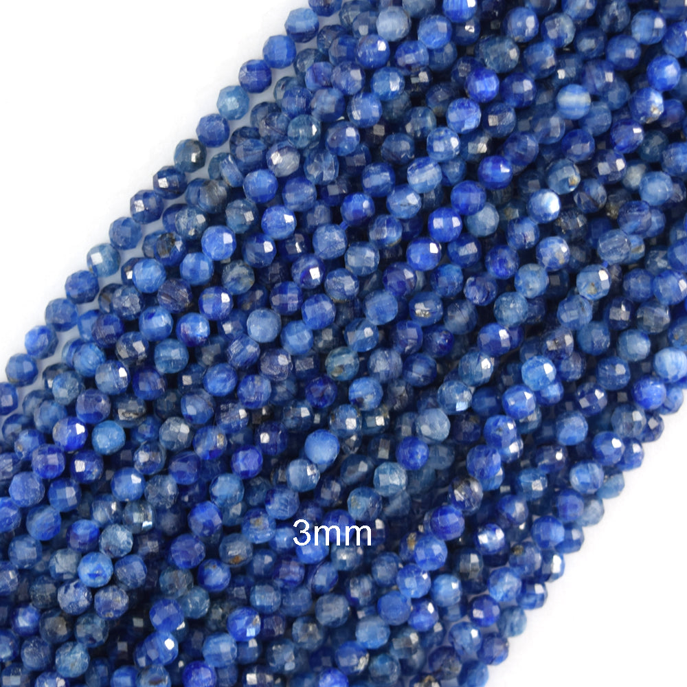 AA Faceted Blue Kyanite Round Beads Gemstone 15.5