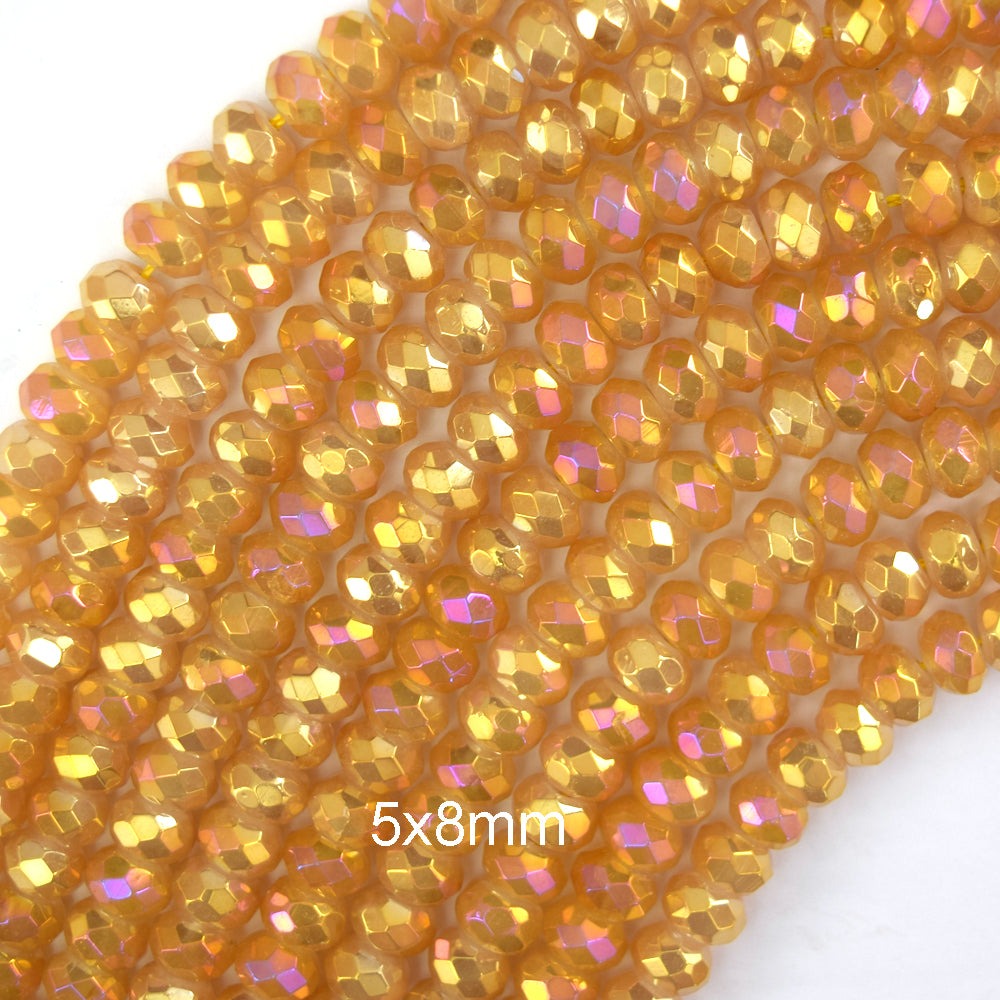 5x8mm Mystic Titanium Faceted Gemstone Rondelle Button Beads 15" Strand