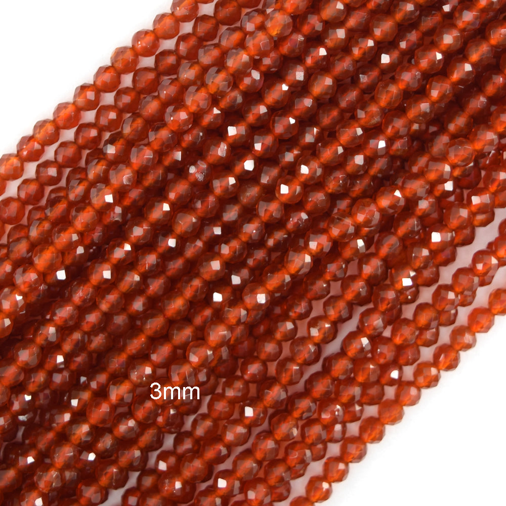 AA Faceted Red Carnelian Round Beads Gemstone 14" Strand 3mm 4mm 6mm 8mm 10mm S2