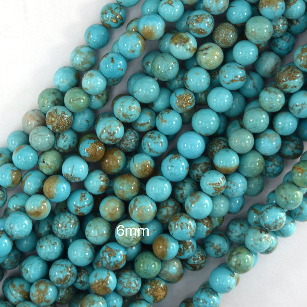 Blue Turquoise Round Beads 15.5" Strand 2mm 4mm 6mm 8mm 10mm 12mm Brown Matrix